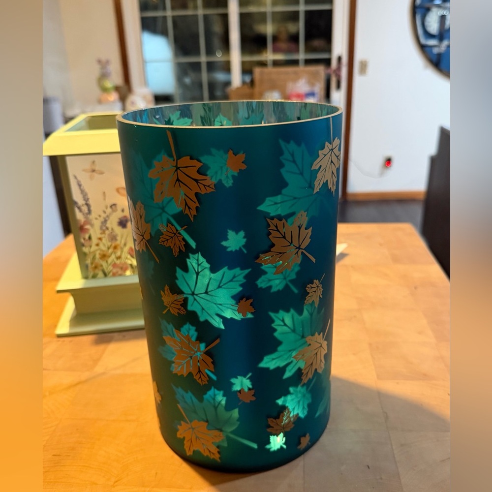 Gorgeous Teal Candle Holder with fairy lights by Valerie Parr Hill ~ 12 inches